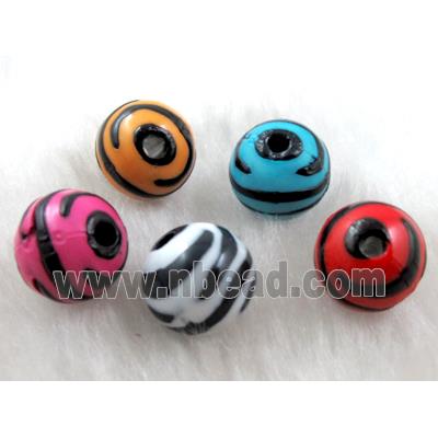 Round Resin Beads Zebra Mixed Color