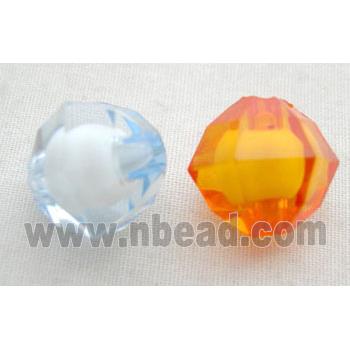 Acrylic Beads, faceted round, mixed color