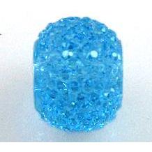 resin rhinestone bead, rondelle, aqua