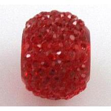 resin rhinestone bead, flat round, red