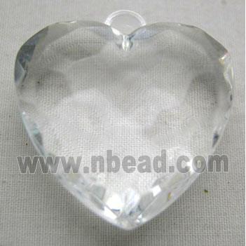 Acrylic Pendant, heart, faceted, transparent, clear