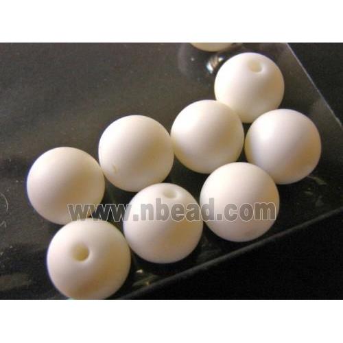 round resin beads, white, matte