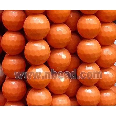 resin & stone bead, faceted round, orange