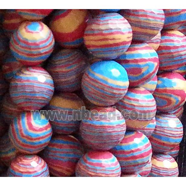 resin & stone bead, faceted round, stripe