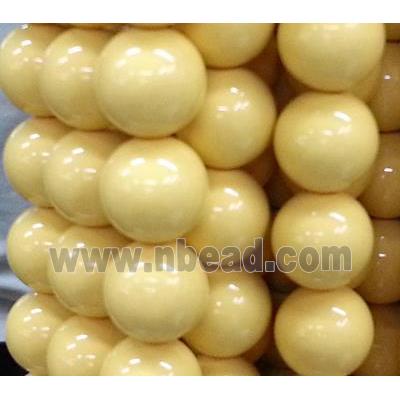 resin & stone bead, round, yellow