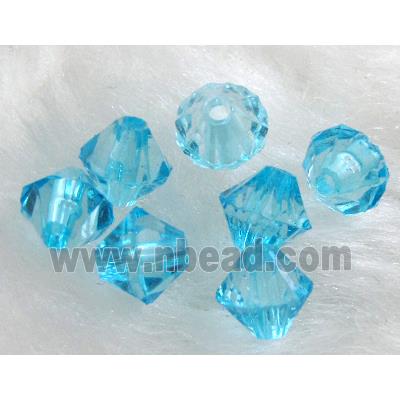 Acrylic beads, transparent, bicone, aqua