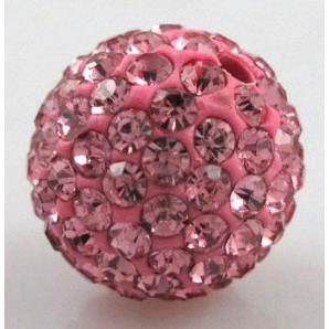 round Fimo Beads pave rhinestone, hotpink