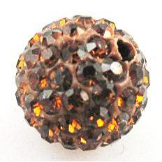 round Fimo Beads pave rhinestone, coffee