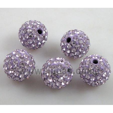 round Fimo Beads pave rhinestone, lavender