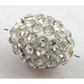 Resin bead pave rhinestone, oval, white