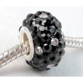 Acrylic Beads Pave Rhinestone Rondelle Large Hole