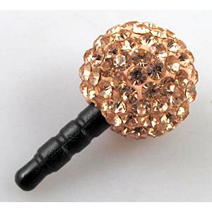 Earphone Jack Dust Cap Plug, fimo with mideast rhinestone, rose gold