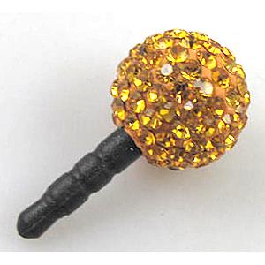 Earphone Jack Dust Cap Plug, fimo with mideast rhinestone, gold