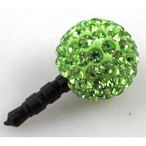 Earphone Jack Dust Cap Plug, fimo with mideast rhinestone, green