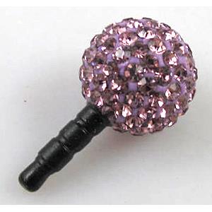 Earphone Jack Dust Cap Plug, fimo with mideast rhinestone, purple