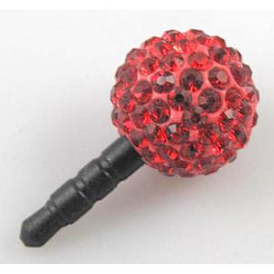 Earphone Jack Dust Cap Plug, fimo with mideast rhinestone, red