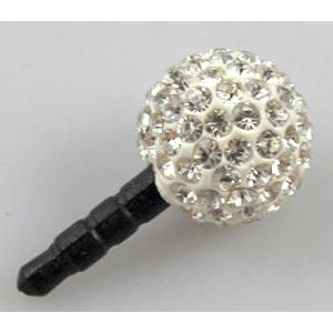 Earphone Jack Dust Cap Plug, fimo with mideast rhinestone, white