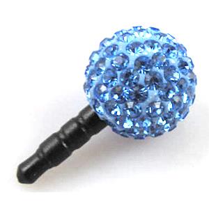 Earphone Jack Dust Cap Plug, fimo with mideast rhinestone, blue