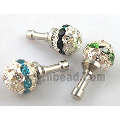 Earphone Jack Dust Cap Plug, fimo with mideast rhinestone