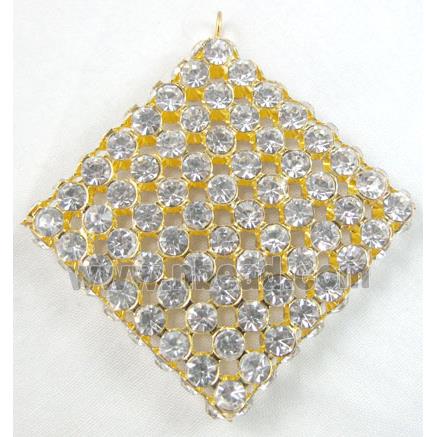 Middle East Rhinestone Pendant for earring, Square, gold plated