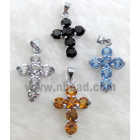 Rhinestone, Cross Pendant, mix color