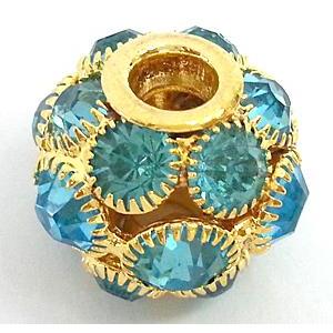 Round mideast rhinestone bead, gold