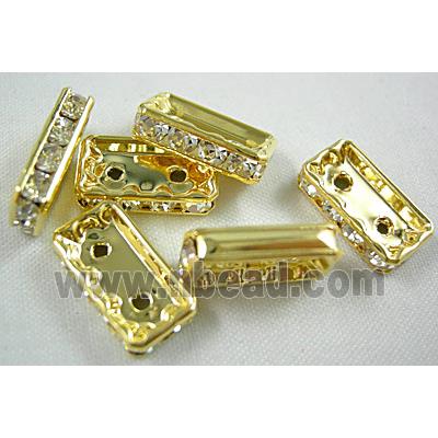 Gold Plated Rectangle Clear  Middle East Rhinestone Beads, Nickel Free