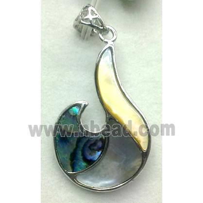 Paua Abalone shell pendant, mxied