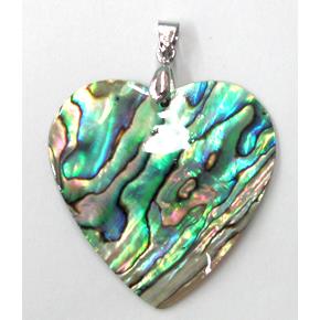 Paua Abalone shell pendant, heart, mxied