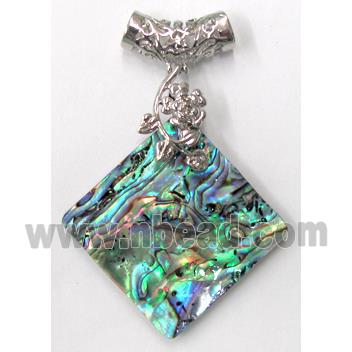 Paua Abalone shell pendant, square, mxied