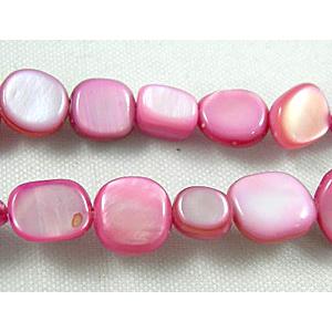 32 inches string of freshwater shell beads, freeform, hot-pink