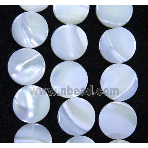 white mother of pearl bead, flat round