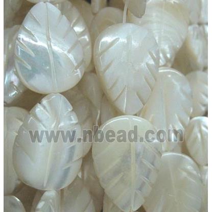 white mother of pearl bead, leaves