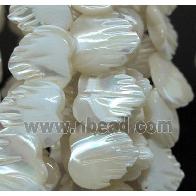 white mother of pearl bead, heart