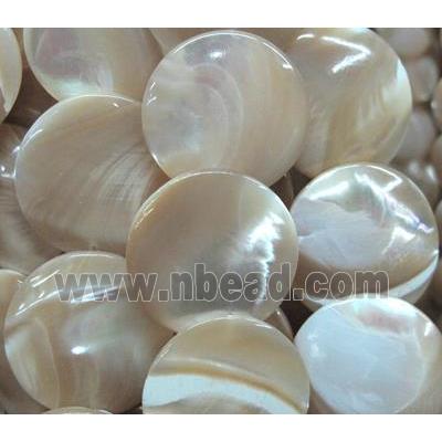 mother of pearl bead, flat round