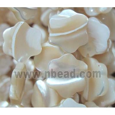 white mother of pearl bead, flower