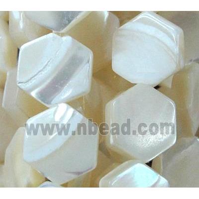 White MOP Shell Hexagon Beads