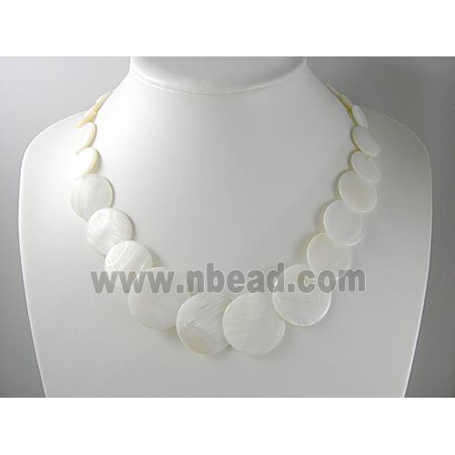 17 inches of freshwater shell necklace, white