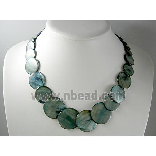 17 inches of freshwater shell necklace, grey