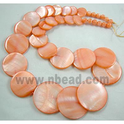 17 inches of freshwater shell necklace, pink