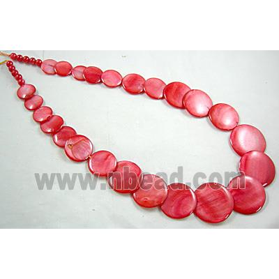 17 inches of freshwater shell necklace, red