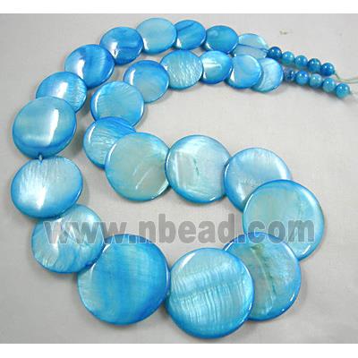 17 inches of freshwater shell necklace, aqua