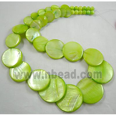 17 inches of freshwater shell necklace, olive