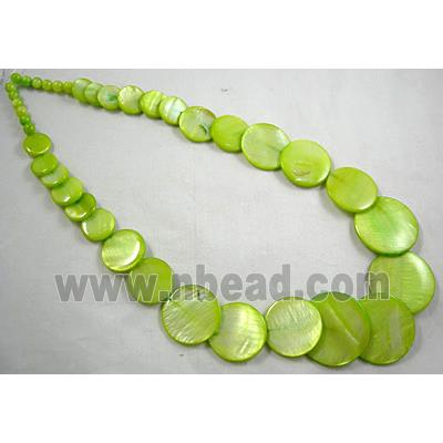 17 inches of freshwater shell necklace, olive