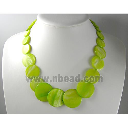 17 inches of freshwater shell necklace, olive