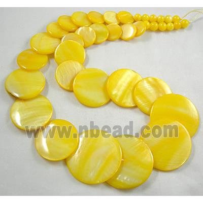 17 inches of freshwater shell necklace, yellow