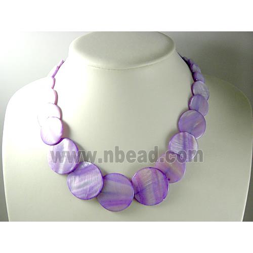 17 inches of freshwater shell necklace, lavender