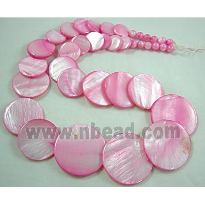 17 inches of freshwater shell necklace, hot-pink