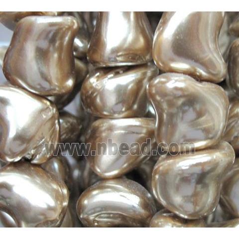 Pearlized Shell Beads, freeform, coffee