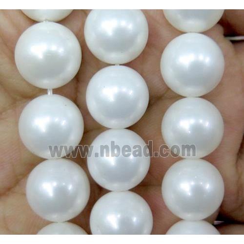 White Pearlized Shell Beads Smooth Round